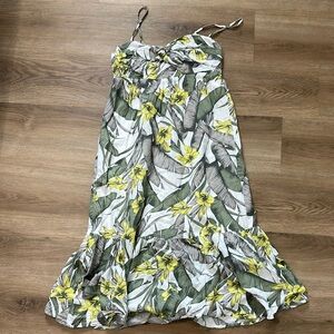 Floral Maxi Dress with Yellow and Green Leaves